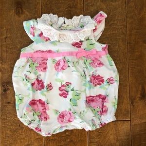 Laura Ashley pink and green onesie size 6-9months
